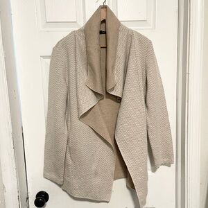 For Cynthia 50% wool blend open front tan cardigan sweater Sz large